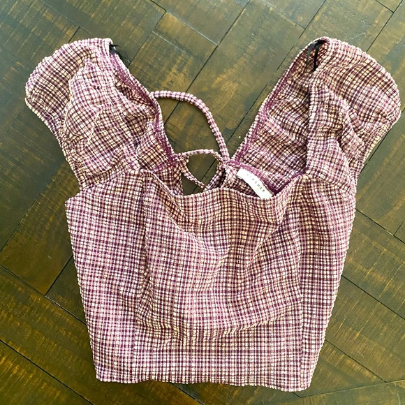 Topshop Tops - Topshop Lace Up Back Maroon Crop Size Medium